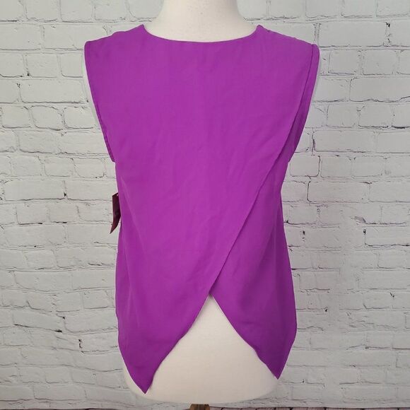 RACHEL Rachel Roy Orchid Faux Wrap Sleeveless Blouse S NEW - Picture 4 of 6